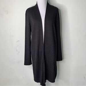 NWT J. Jill Women's Black Silver Striped Cardigan Sweater Open Front Size XS